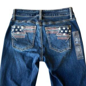 Silver Jeans Suki Americana Capri Mid Rise USA Patriotic Flag Womens 26 Blue NEW
